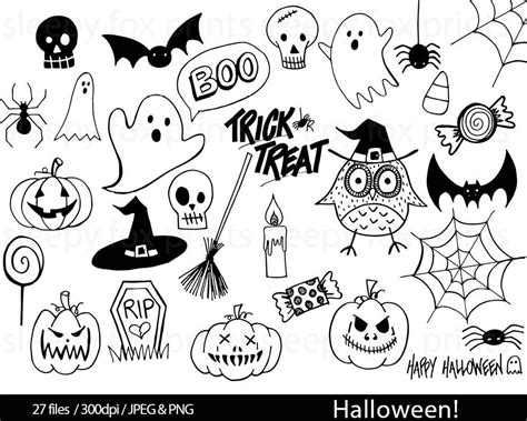 Halloween Black and White Clip Art Clipart Spooky Ghosts - Etsy | Halloween drawings, Halloween ...