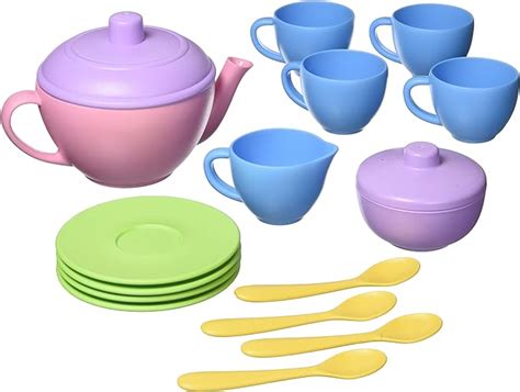 Green Toys Tea Set, Pink 4C – 17 Piece Pretend Play, Motor Skills ...