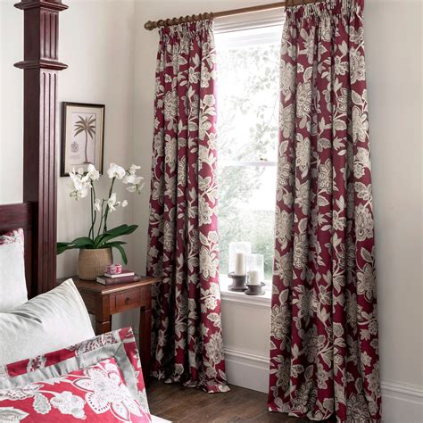 Dorma Red Samira Lined Pencil Pleat Curtains | Dunelm