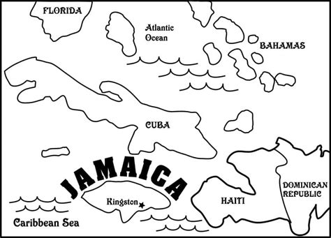 Printable Jamaica Map coloring page - Download, Print or Color Online for Free