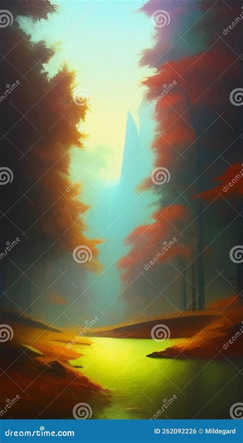 Forest in Autumn - Abstract Digital Art Stock Illustration ...