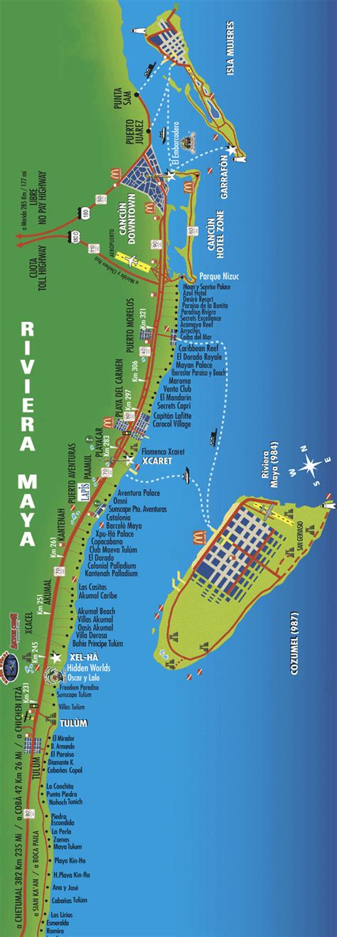 Riviera Maya Mexico Tourist Beach Map - Riviera Maya Mexico • mappery