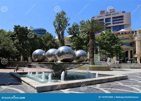 Square of Fountains in the City of Baku, Azerbaijan Editorial Photo - Image of blue, square ...