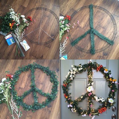 DIY Christmas peace wreath 32 quot Flower Child Hippie Peace Sign Wreath by Rachael Bower ...