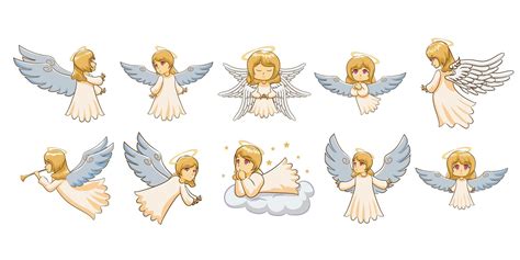 Angel Cartoon Set 966014 Vector Art at Vecteezy