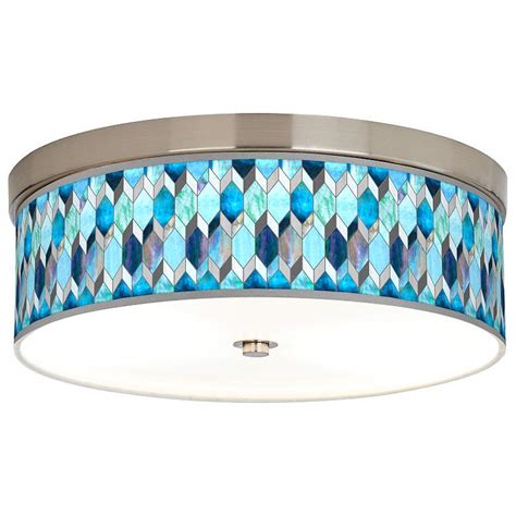 Blue Tiffany-Style Giclee Energy Efficient Ceiling Light - #55E54 | Lamps Plus