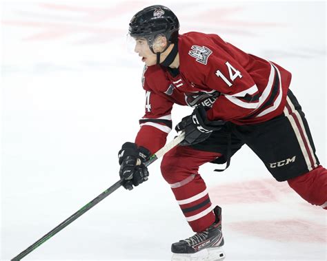 Matthew Poitras of the Guelph Storm. Photo by Luke Durda/OHL Images – Dom – Hockey