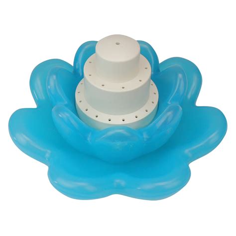 Swimline Floating Blue Blossom Flower Triple Tier Water Fountain for Swimming Pools 11" - White ...