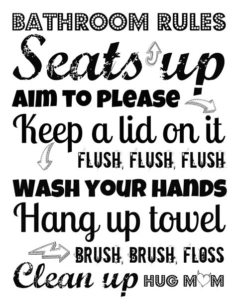 DIY Printable Bathroom Rules | Bathroom rules printable, Bathroom printables, Bathroom rules