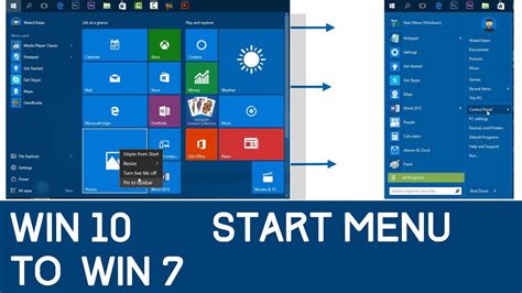 Windows 10 Start Menu To Windows 7 Start Menu - YouTube