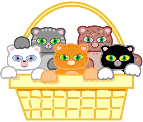 Kittens in a basket stock vector. Illustration of yellow - 10063020