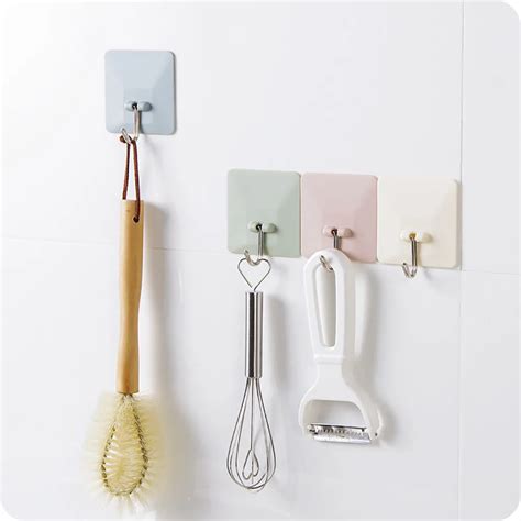 Ishowtienda 1Pcs Adhesive Hooks Strong Sticky Kitchen Hooks Wall Hanger ...