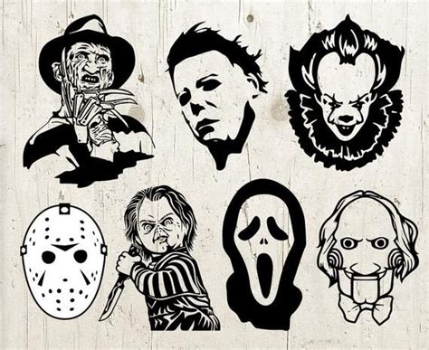 Halloween horror movies svg, Freddy Krueger svg, Jason mask svg, chuckie doll svg, IT clown svg ...