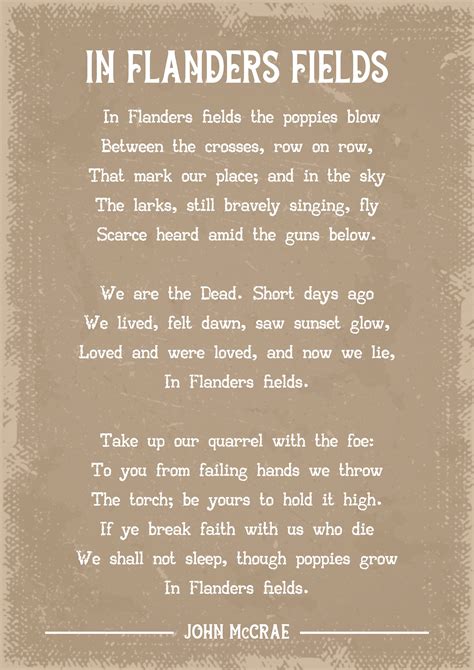 John Mccrae in Flanders Fields Poem Art Print - Etsy Israel