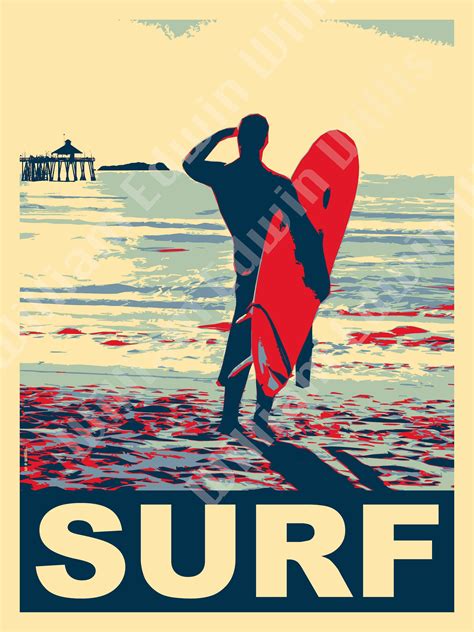 Surf Beach poster classic vintage pier island beach art surfer - Etsy Italia