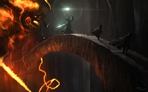 Artwork Fantasy Art The Lord Of The Rings Balrog Gandalf Moria Khazad ...