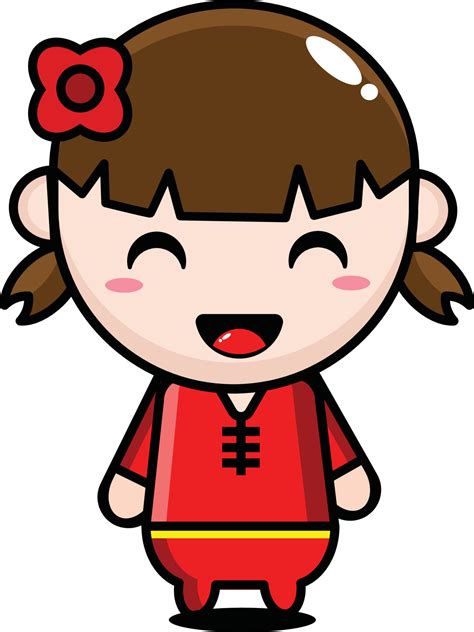 Female cartoon character in traditional Chinese New Year costume ...