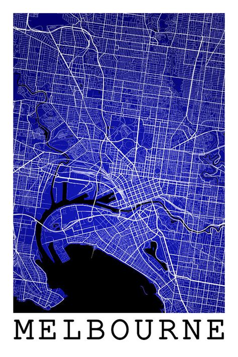 Melbourne Street Map - Melbourne Australia Road Map Art on Color Digital Art by Jurq Studio - Pixels