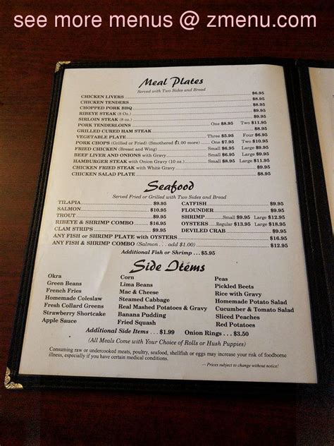 Menu at Old South Restaurant, Creedmoor