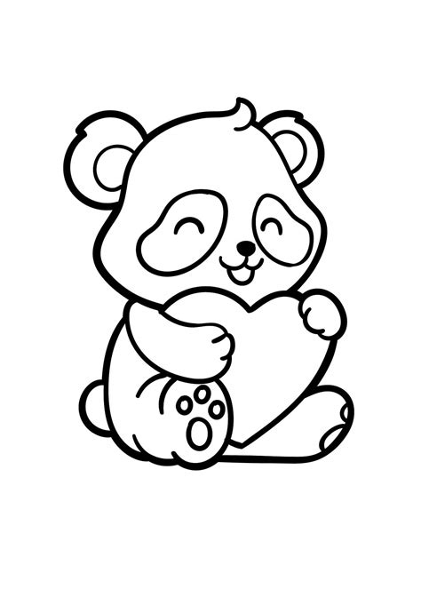 Panda con Corazón para colorear, imprimir e dibujar –ColoringOnly.Com