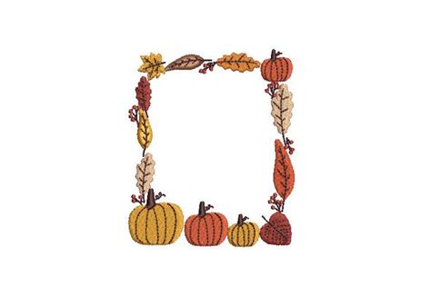 Pumpkin and Fall Leaves Border · Creative Fabrica