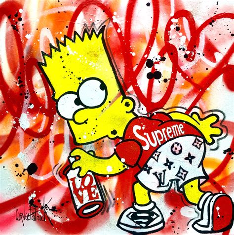 Bart graffiti red Love by Patrick Cornée, 2022 | Painting | Artsper