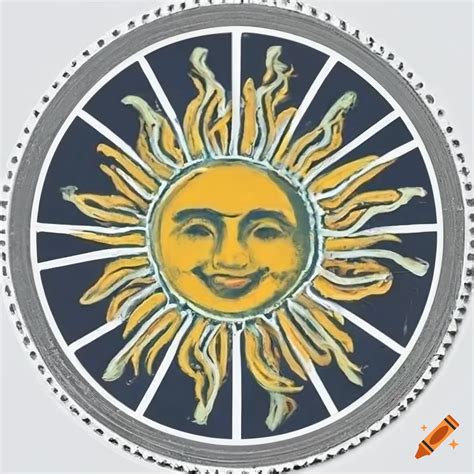 Vintage sticker of a smiling sun with wavy sunrays in pastel oil ...