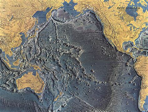 1969 Pacific Ocean Floor Map by National Geographic Maps