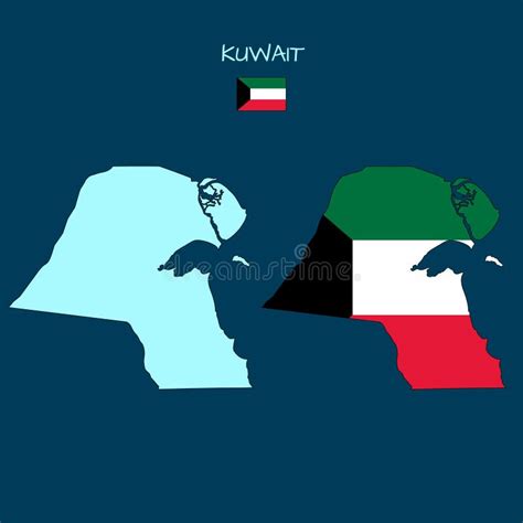 Vector of Kuwait Country Outline Map with Flag. Stock Vector - Illustration of country, asian ...