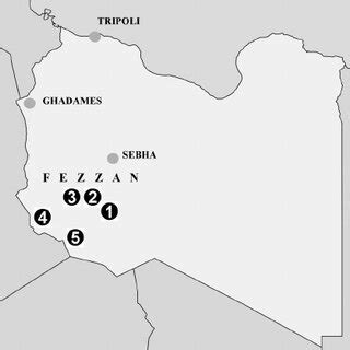 Map of Fezzan area in Libya, and location of the Garamantian sites ...