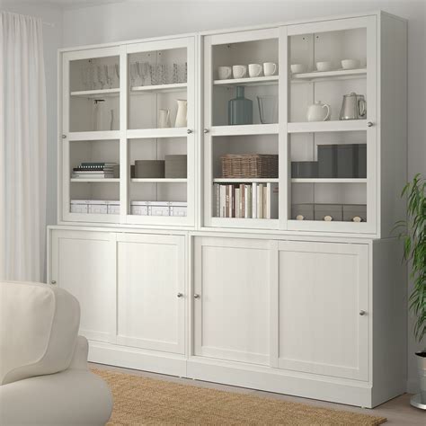 HAVSTA Storage with sliding glass doors, white, 95 1/4x18 1/2x83 1/2" IKEA