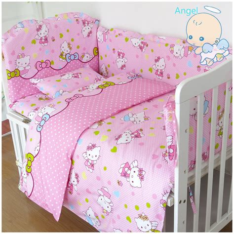 6Pcs Hello Kitty cot bumper baby bed bumper Baby cot set Crib Bedding Set Infant bedding kit ...