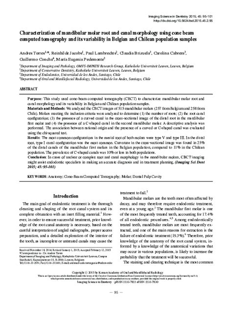 (PDF) Characterization of mandibular molar root and canal morphology using cone beam computed ...