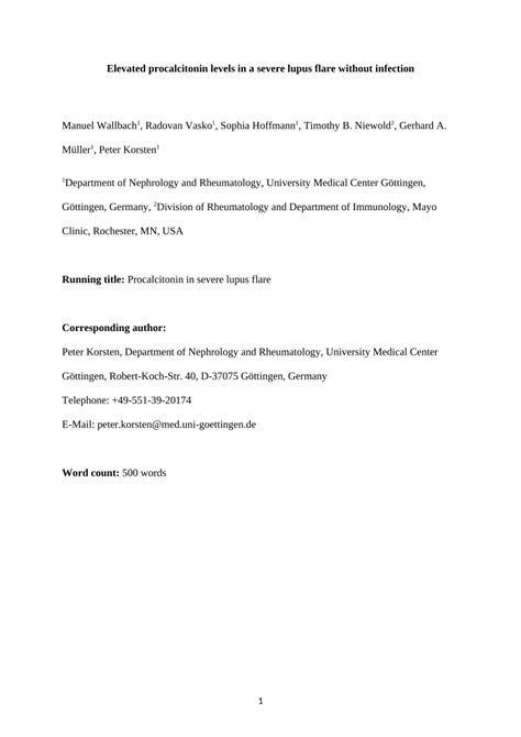 (PDF) Elevated procalcitonin levels in a severe lupus flare without ...