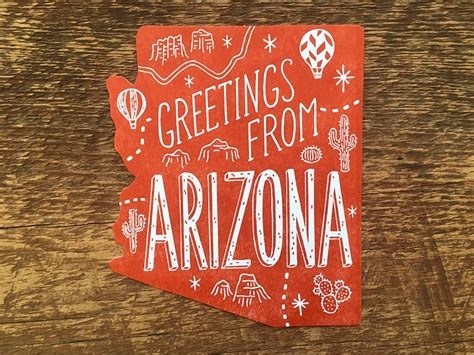 Arizona Postcard Greetings from Arizona Die Cut Letterpress | Etsy