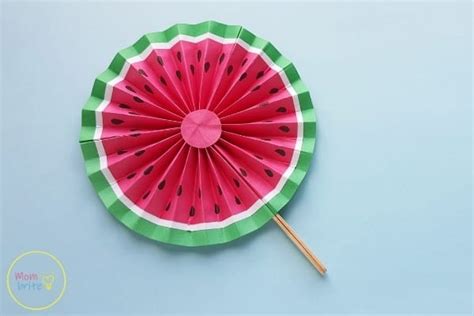 Watermelon Paper Fan Craft For Kids