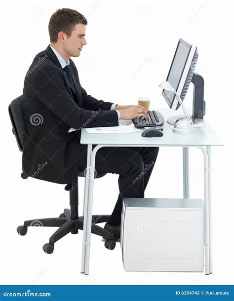 Business Man Working at Office Desk Stock Photo - Image of handsome, chair: 6354742