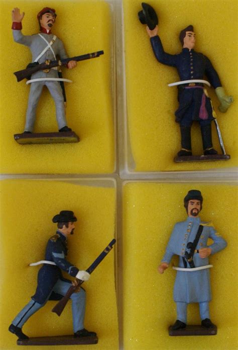 4 REEVES American Civil War Hand Painted Lead Toy Soldiers Figures 1:32 ...