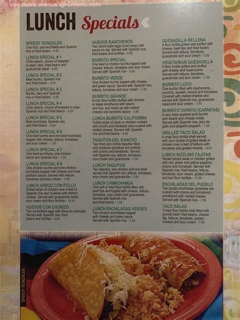 Menu at Plaza Mexico restaurant, North Beach, Bay Ave