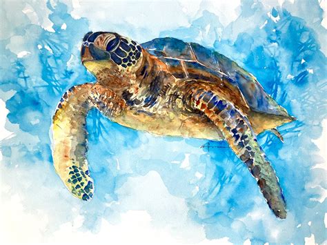 SEA TURTLE No. 33 Watercolor Print by Claudia Hafner - Etsy