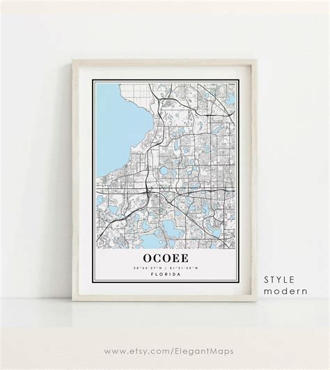 Ocoee Florida Map Ocoee FL Map Ocoee City Map Ocoee Print - Etsy