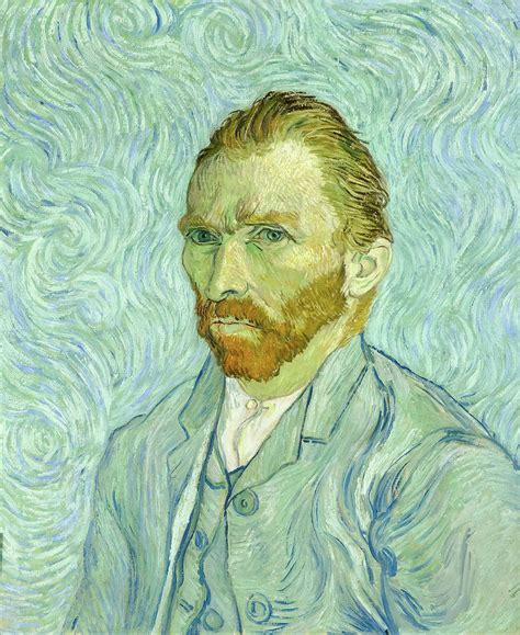 Self Portrait on a Light Blue Background Painting by Vincent Van Gogh ...