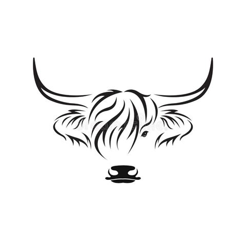 Highland Cow Head Design on White Background. Farm Animal. Cows Logos ...