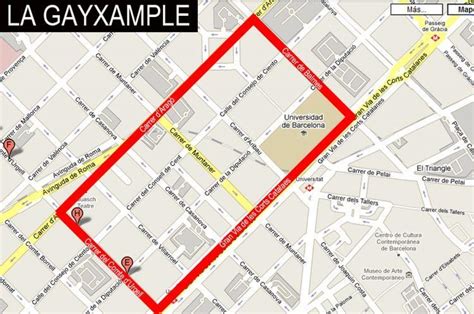 Gayxample barcelona map - Map of gayxample barcelona (Catalonia Spain)