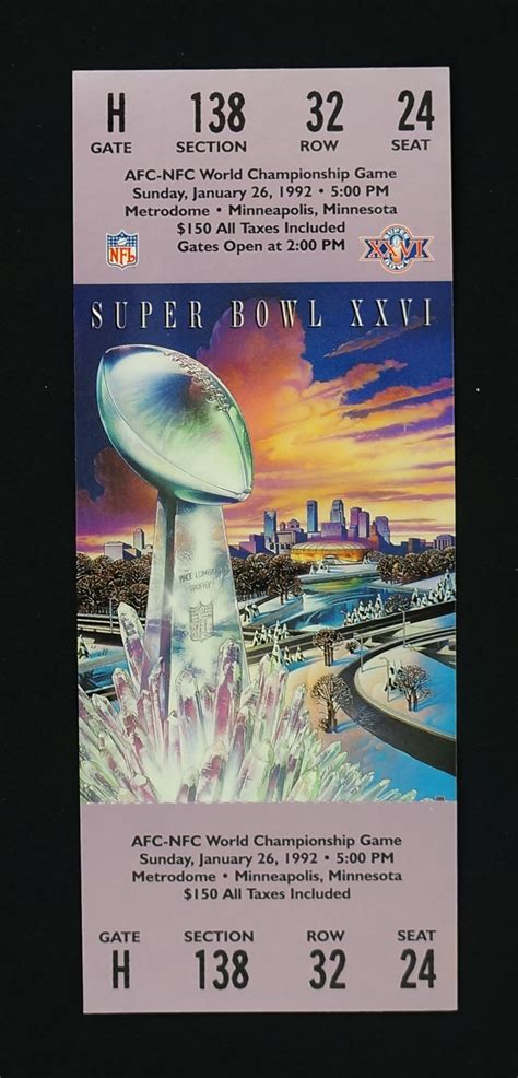 Lot Detail - Super Bowl XXVI Original Full Ticket