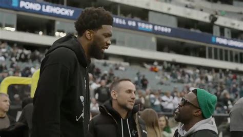 Joel Embiid Makes Kevin Hart Look Like Small Child At Eagles Game