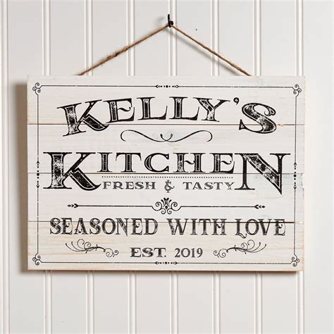 Personalized Wooden Kitchen Signs Wall Decor Farmhouse Last - Etsy | Wooden kitchen signs ...