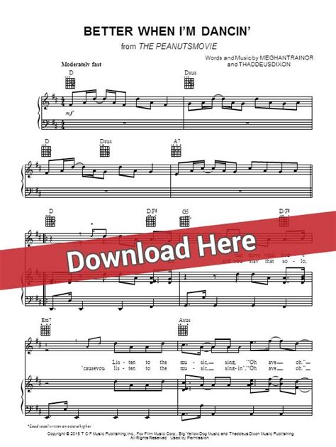 Meghan Trainor Better When I'm Dancing Sheet Music, Piano Notes, Chords