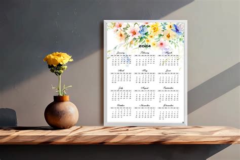 Spring Flowers 2024 Full Year Calendar Graphic by ArtMix · Creative Fabrica