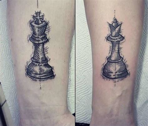 King And Queen Chess Piece Matching Tattoos